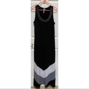 NY Collection Black Colorblock Maxi Dress